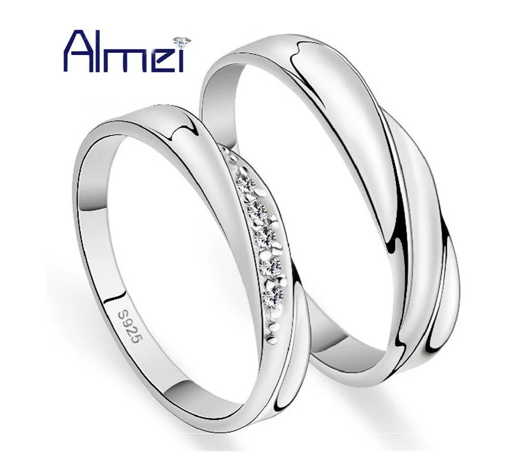 S925 Engraved Crystal Filled Engagement Weddings Couple Rings for Men and Women Ring Jewelry