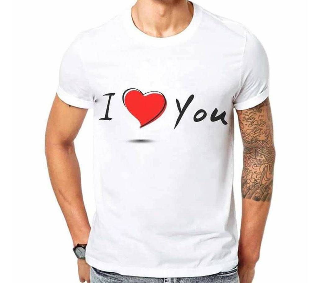I love you Half Sleeve Cotton  T-Shirt For Valentine 