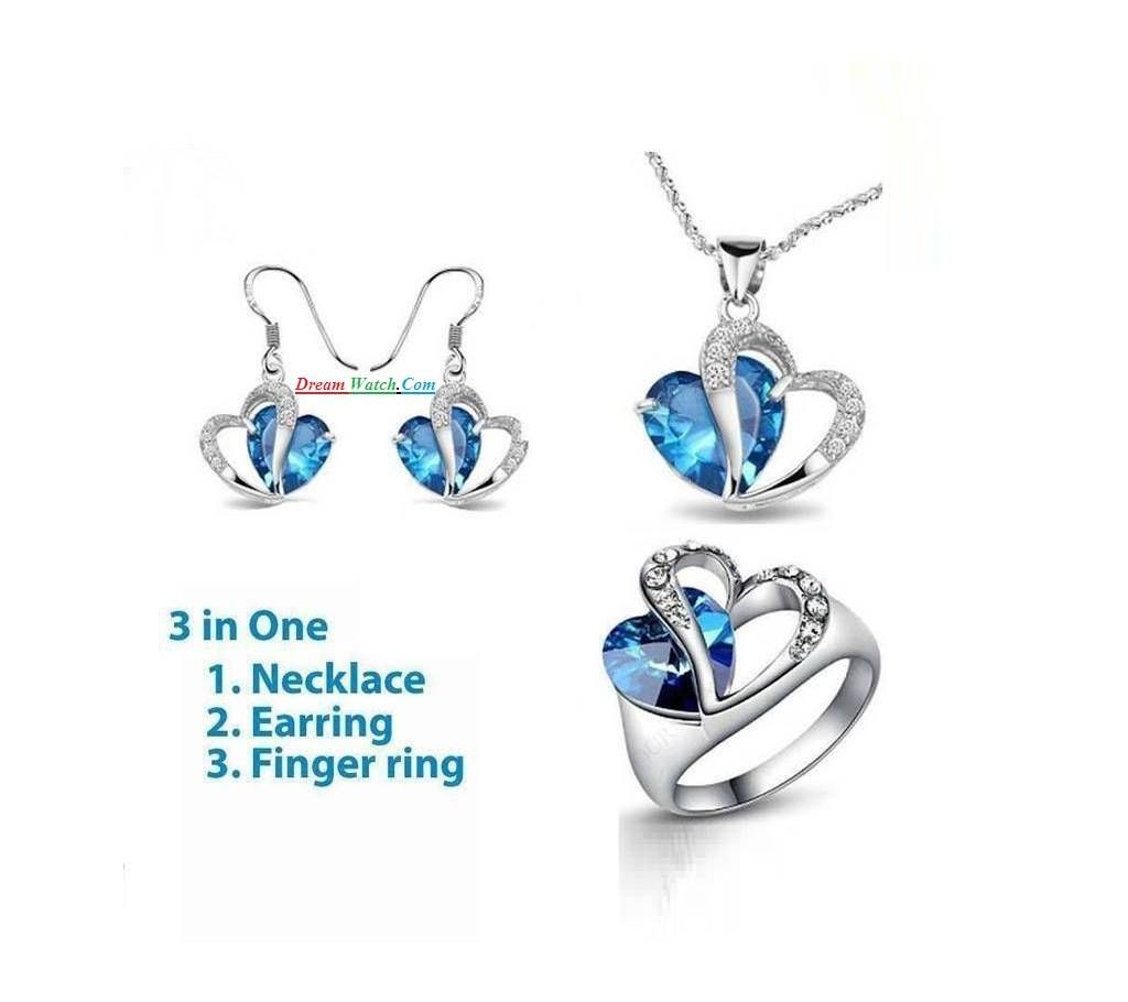 Heart Shaped Stone Setting Jewelry Set
