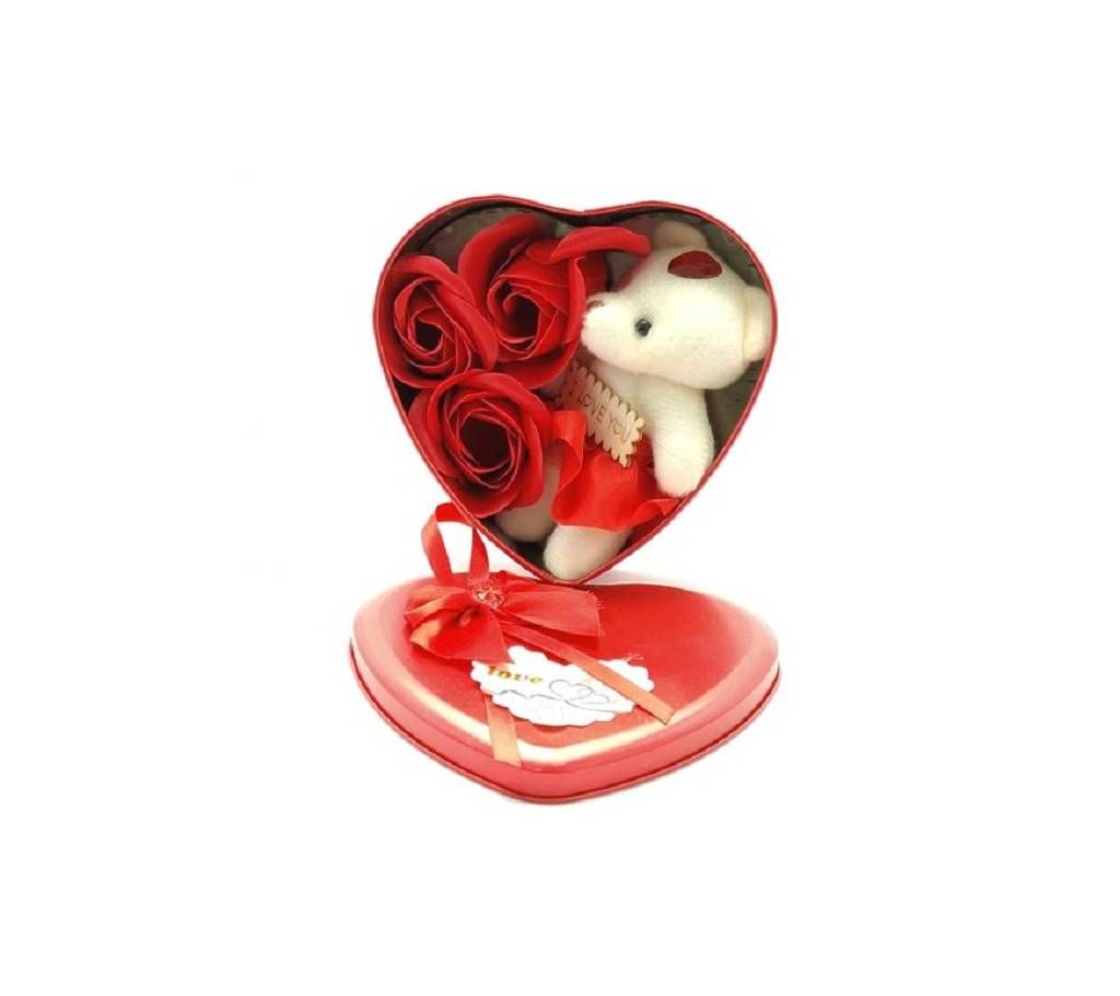 Valentine Day Supper Gift - Love Box with rose and teddy bear