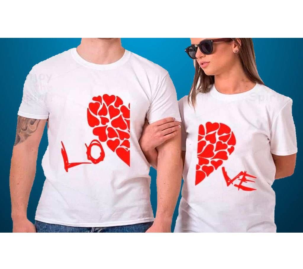 LOVE Half Sleeve Cotton Couple T-Shirt For Valentine 
