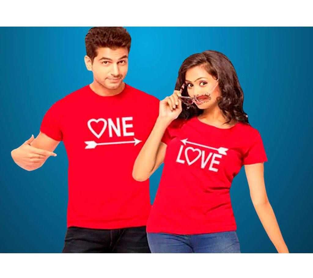 Half Sleeve Cotton Couple T-Shirt For Valentine 