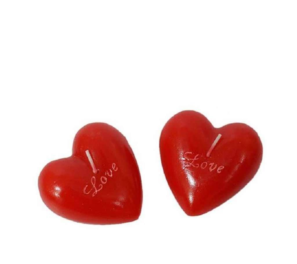 Heart Shaped Red Candle - 2 Piece