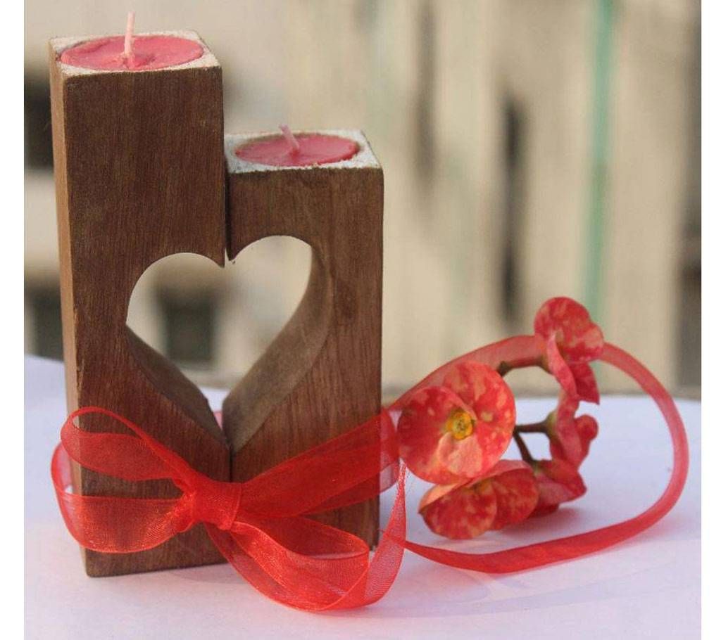 valentine wood Light Candle 5/6