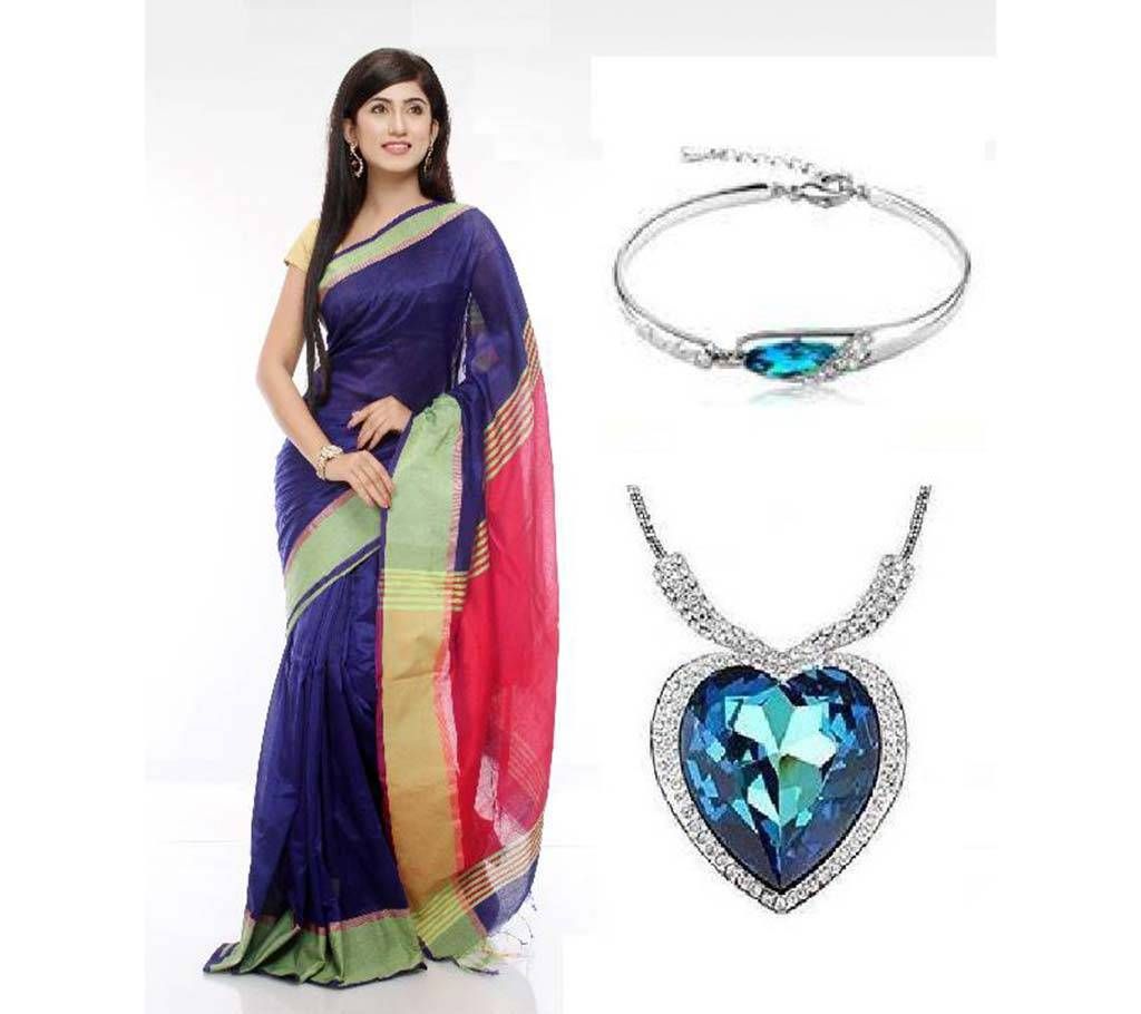 Saree With beautiful Titanic Locket and Bracelet