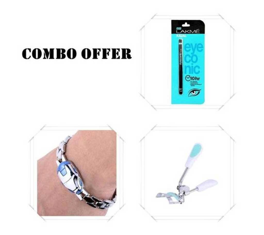 Combo Ironman Mask Bracelet, Eyelash Curler & LAKM
