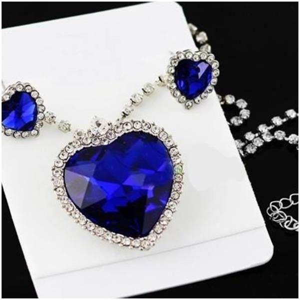 Titanic Blue Stone Silver Plated Jewelry Set -55