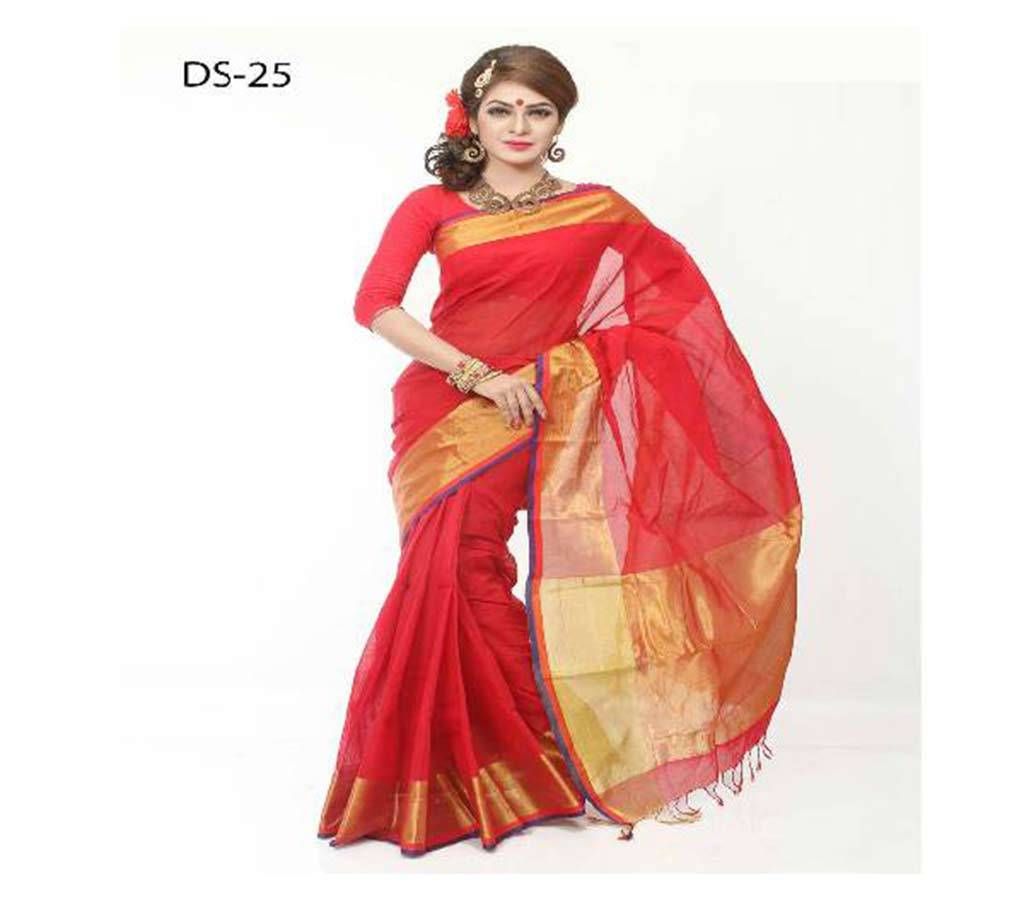 Red handloom cotton sharee