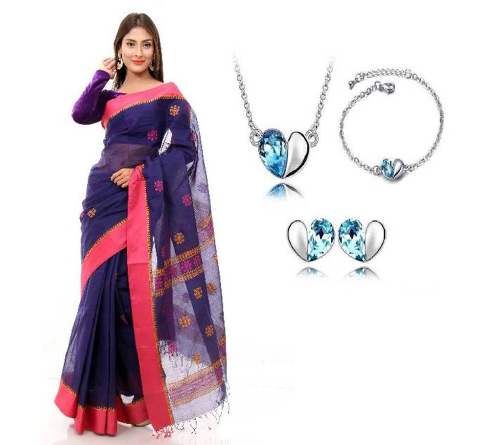 Saree with Earring locket and Bracelet 4 in 1