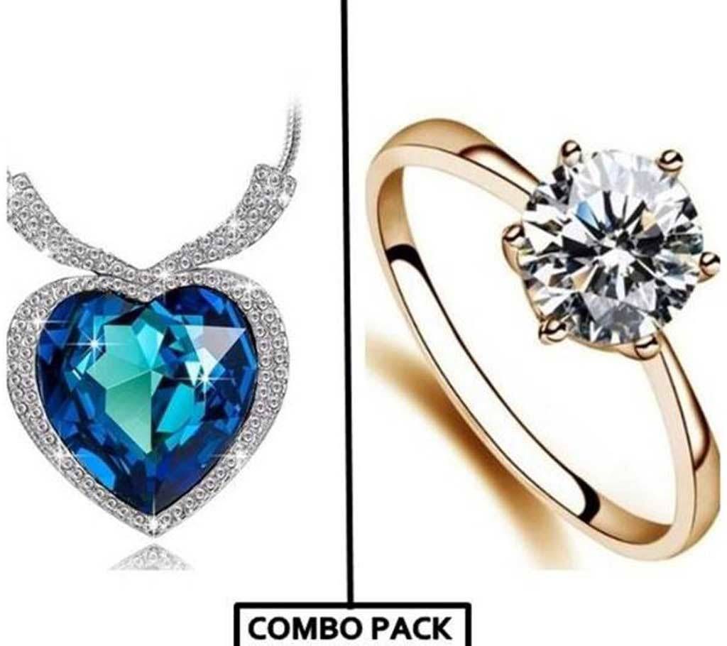 Titanic Heart Shaped Necklace & Finger Ring Combo