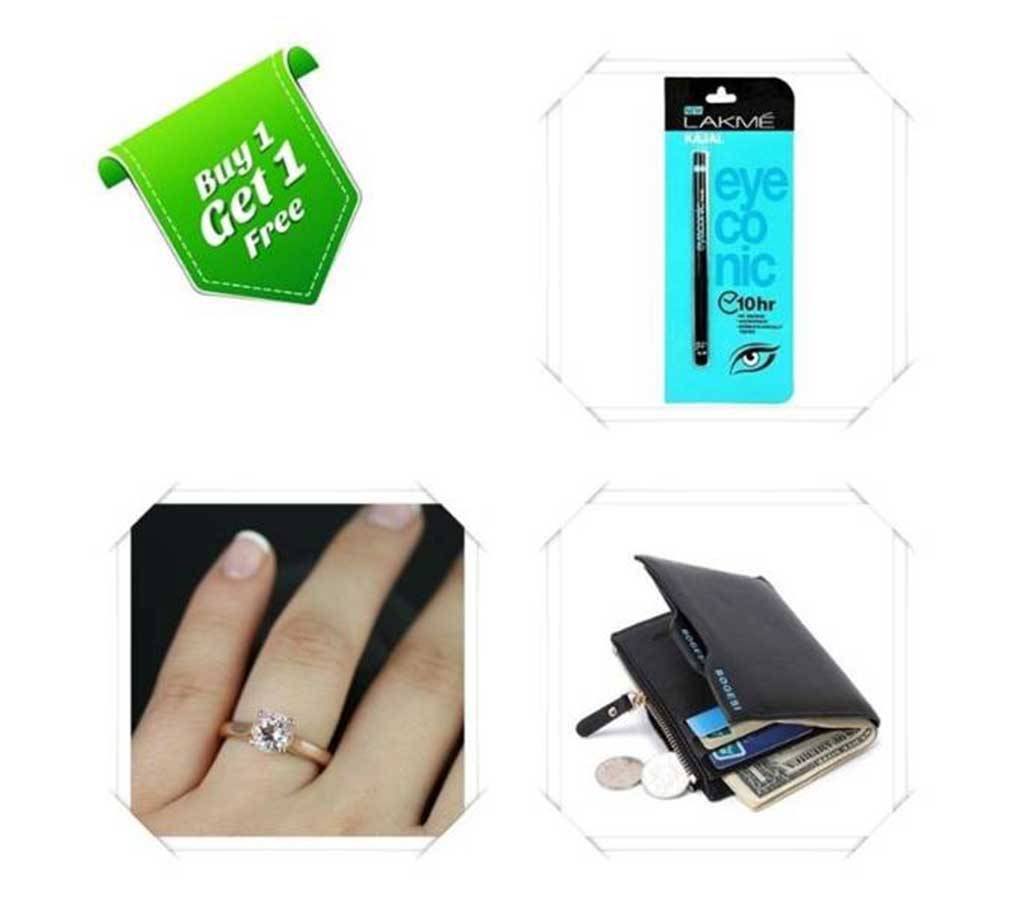 Buy One Finger Ring & Bogesi wallet and Get One LAKME Kajal