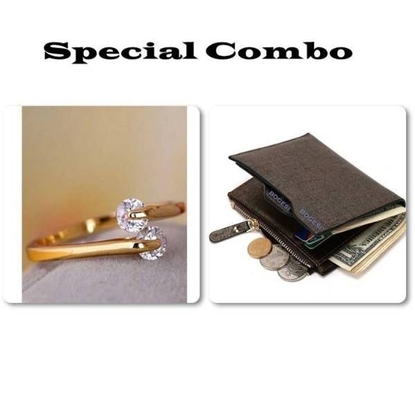 Combo Gold Plated Finger Ring & Bogesi wallet