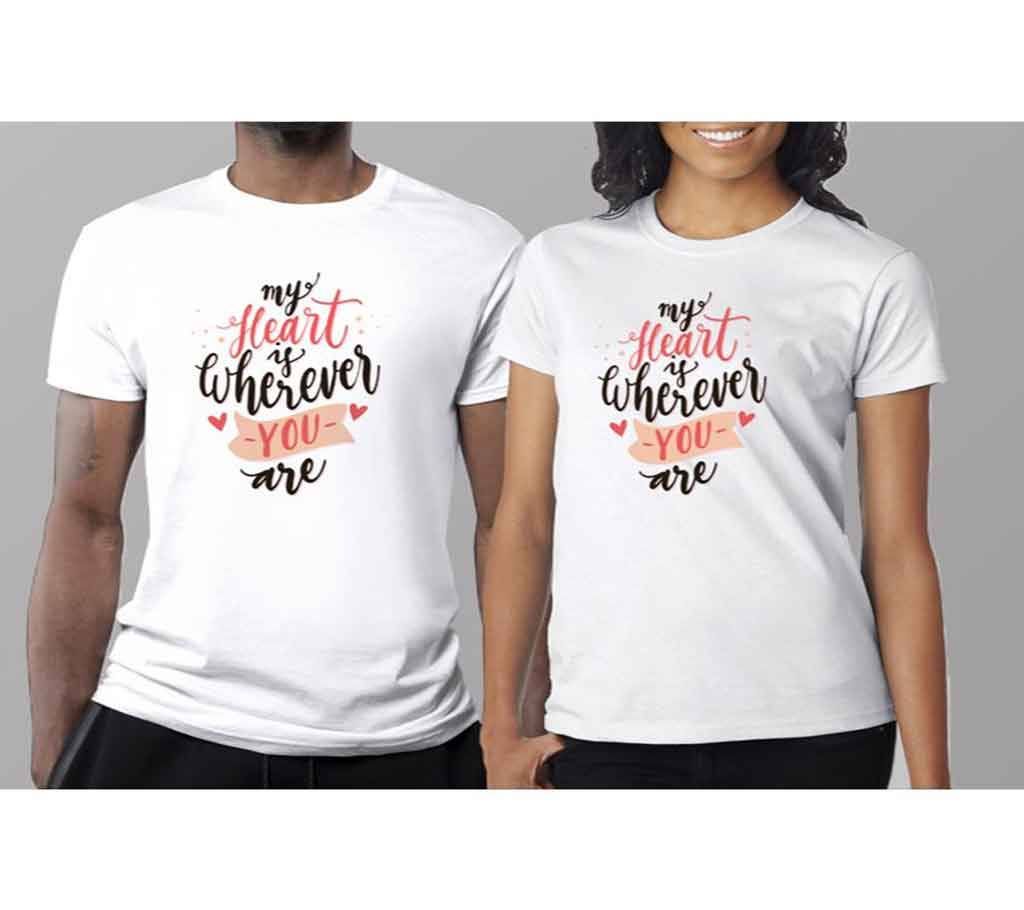 Half Sleeve Cotton T-Shirt For Couple C-8