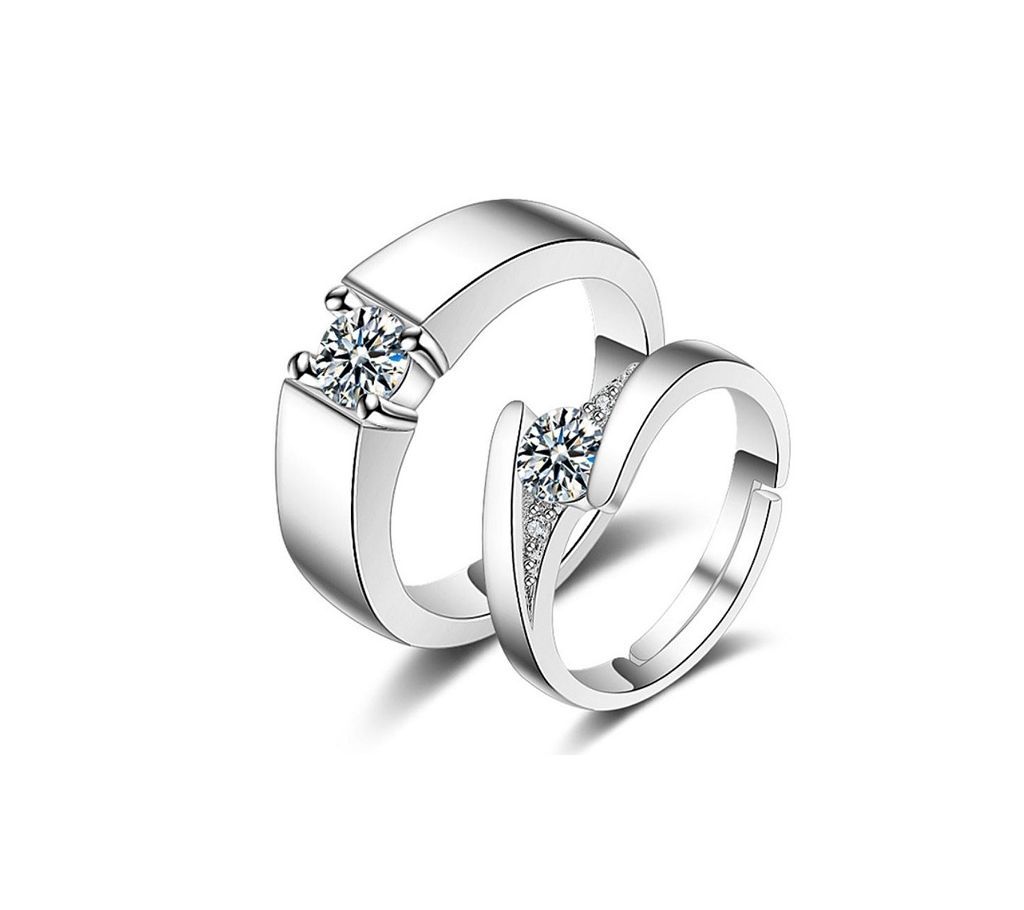 Silver Stone Couple Ring For Valentine 