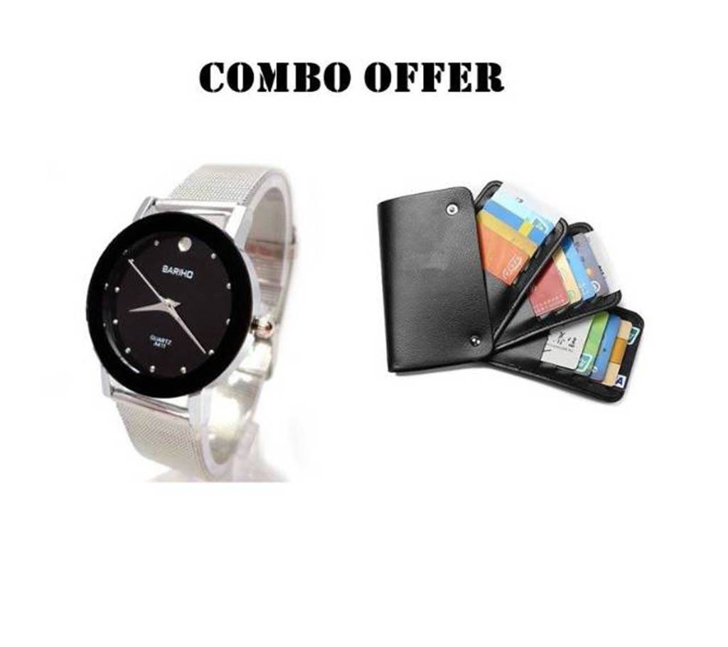 Combo offer Bariho watch and Leather credit card holder