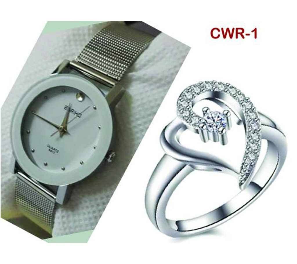 BARIHO+Heart Shaped Stone Setting Finger Ring