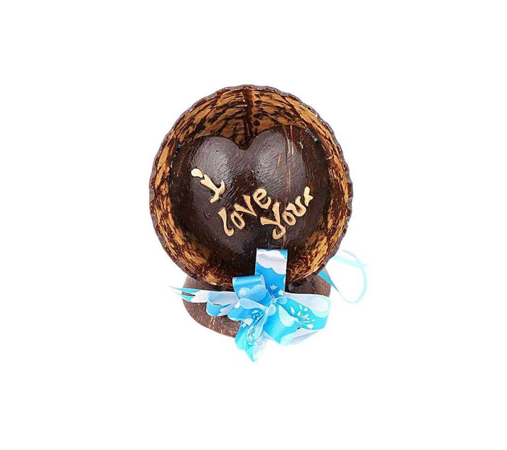  Natural Coconut Shell Gift Item - I Love You - Chocolate