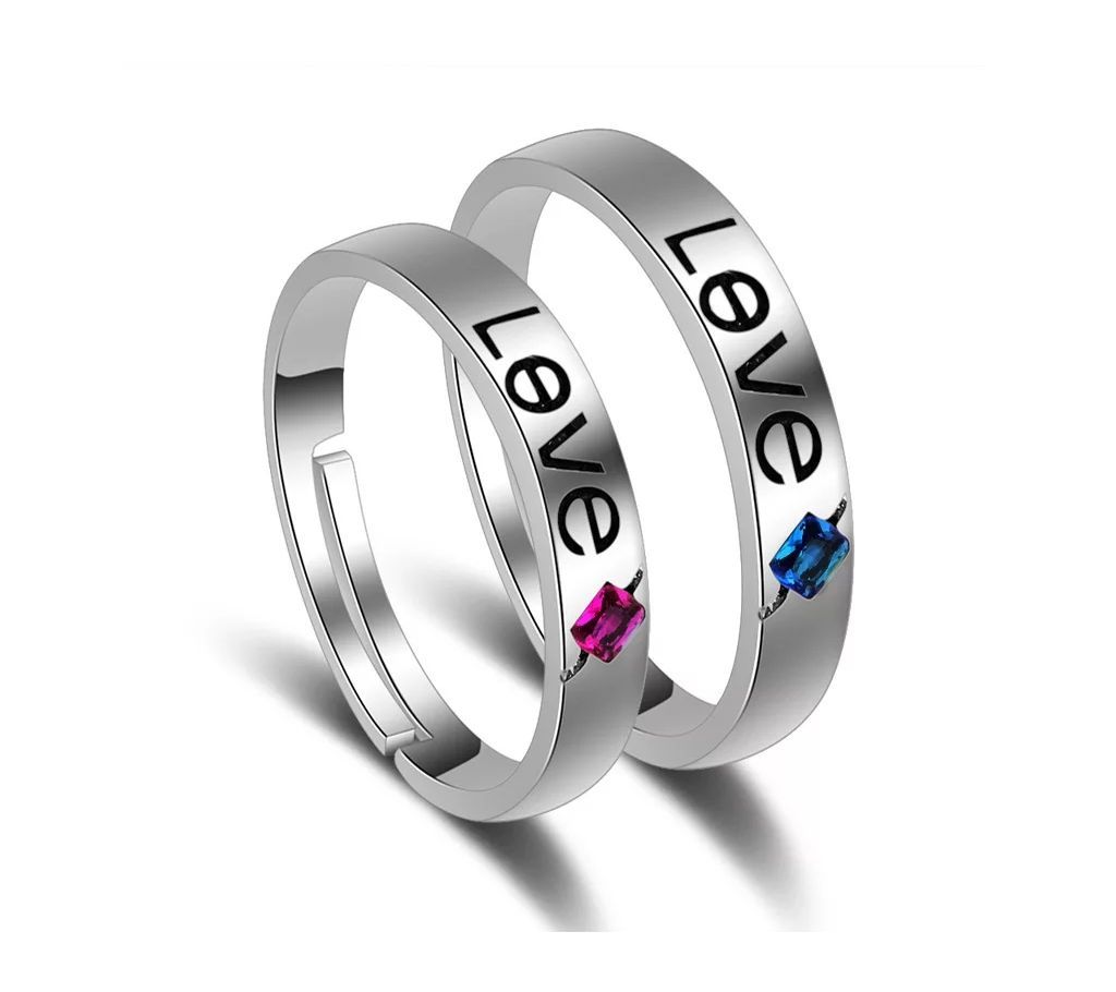 2018 new fashion brand jewelry crystal Wedding Rings For Lover Silver-Color Couple Rings set Fashion ring inlaid mouth.