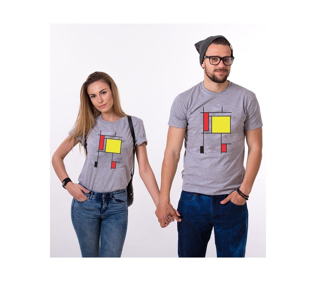 Square Decorate Couple T-Shirt