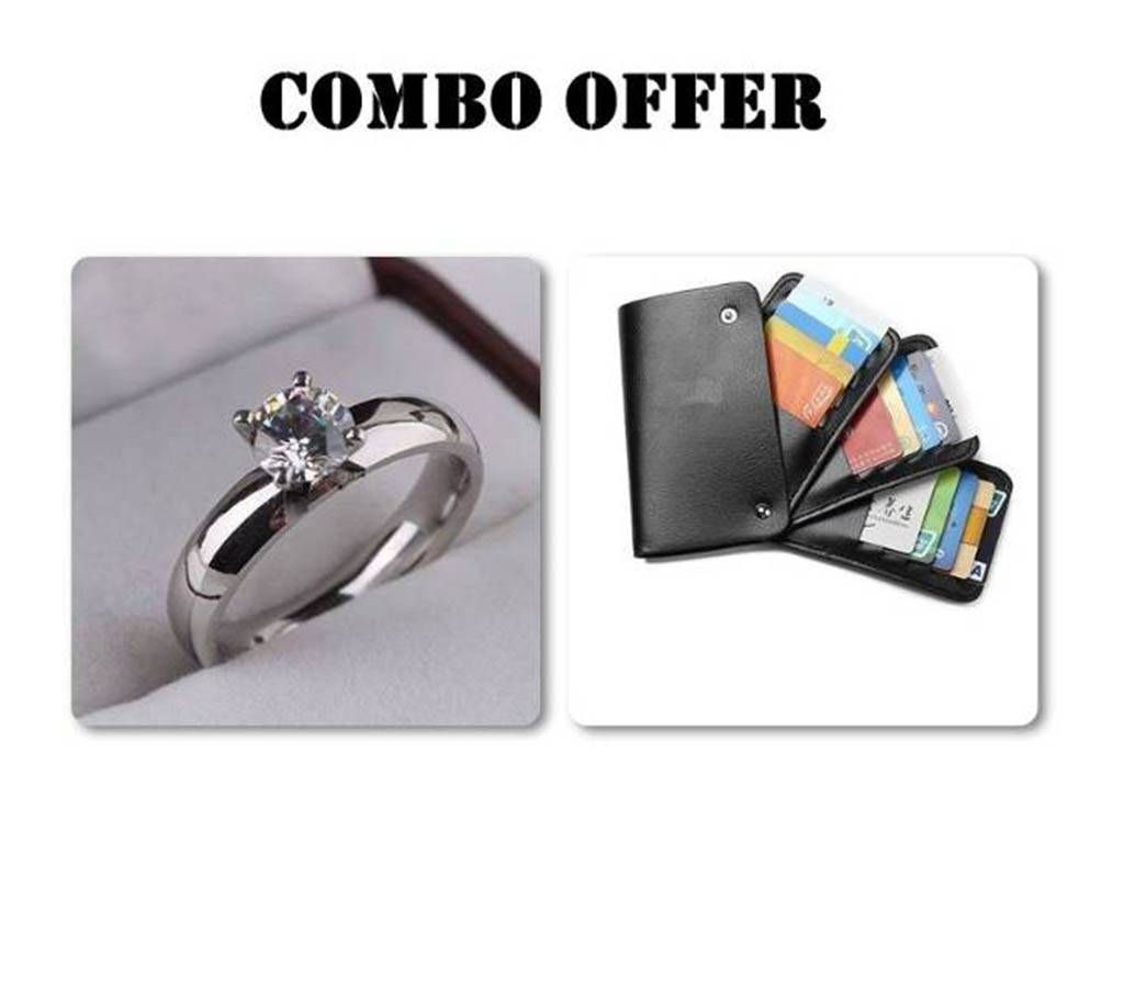 Combo offer Finger Ring and Leather credit card holder