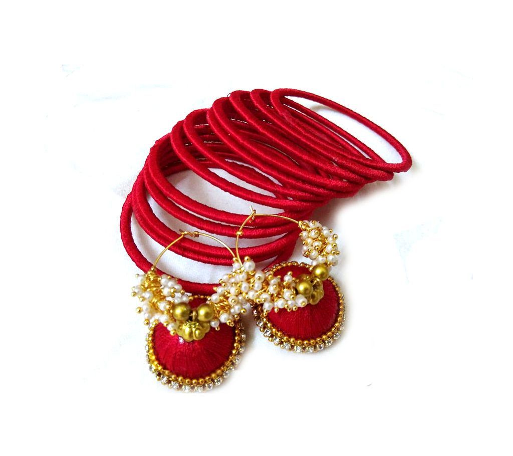 silk thread earring and bangles