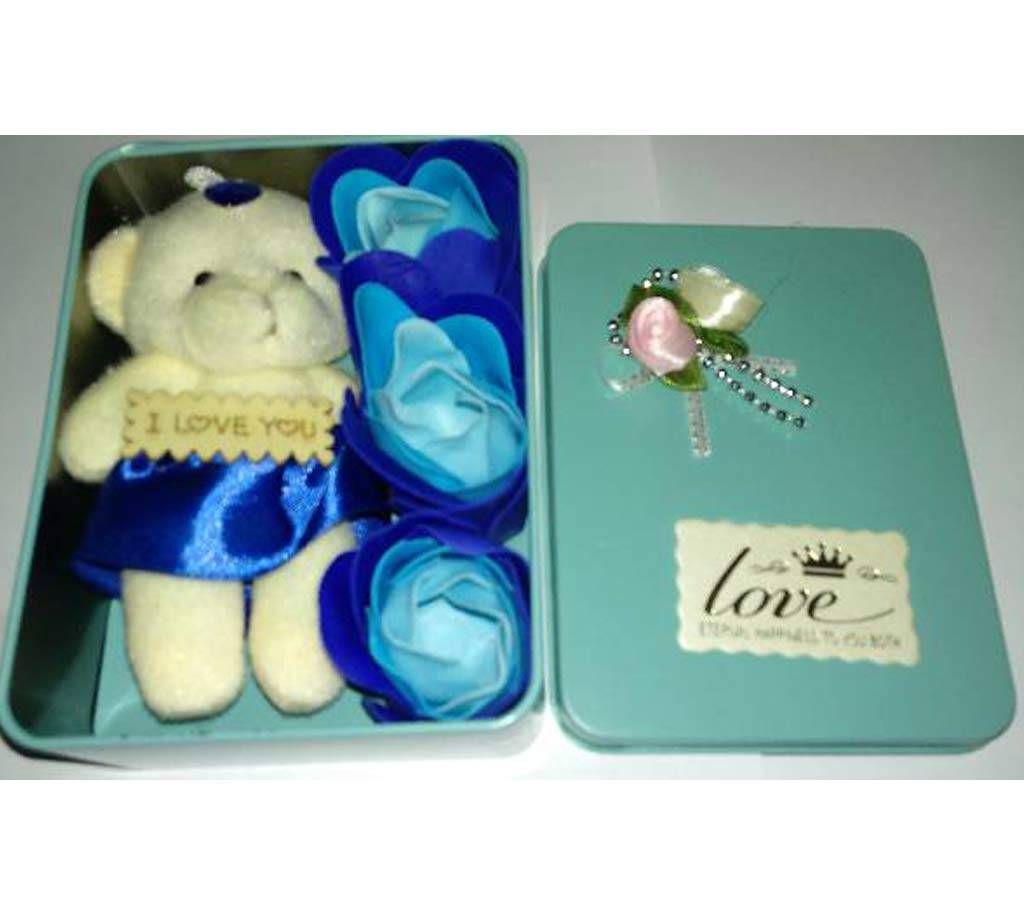 I Love You Doll and Flower Alluminium Gift Box