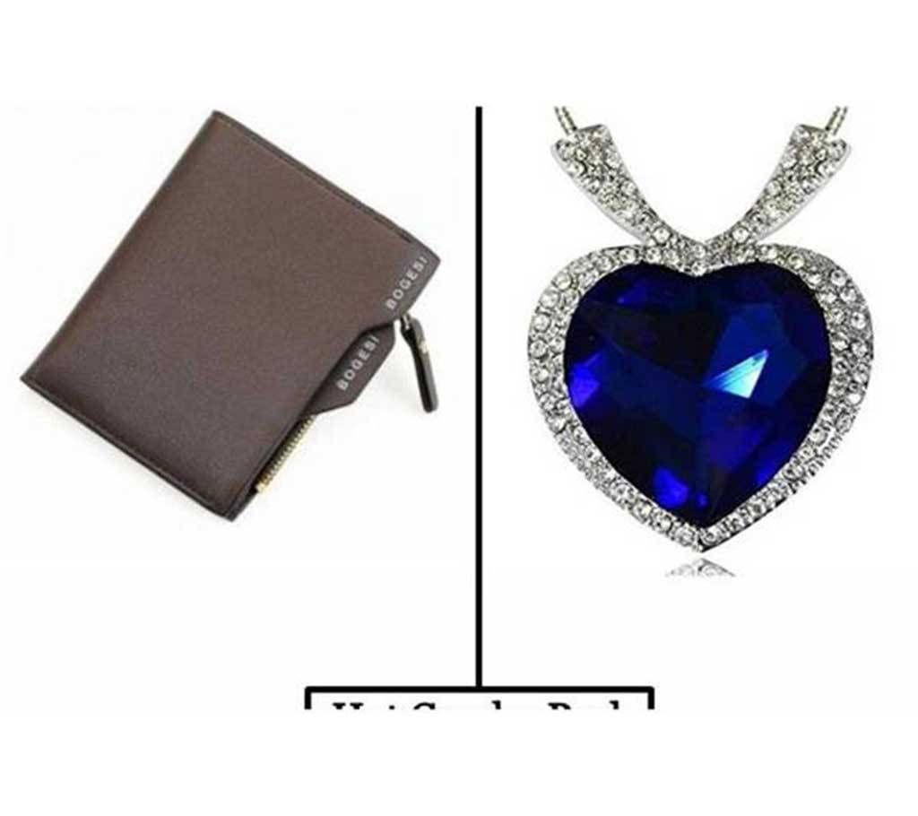 Titanic Heart Shaped pendant+ Wallet Combo
