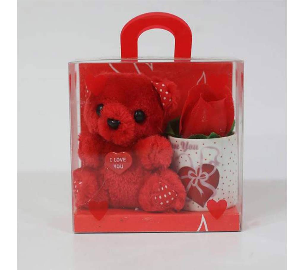 I Love you Panda Doll & Flower Mug Box