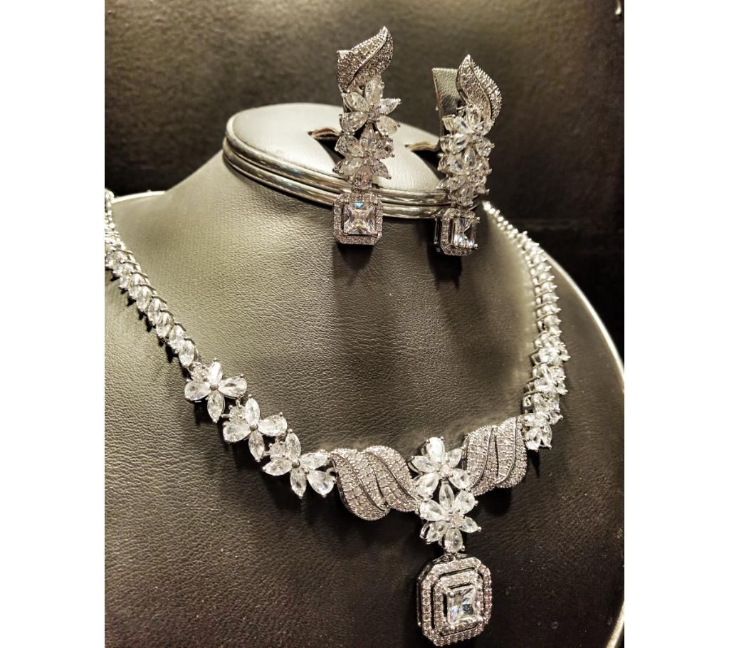 Korean Diamond Cut and ADY Stone Necklace