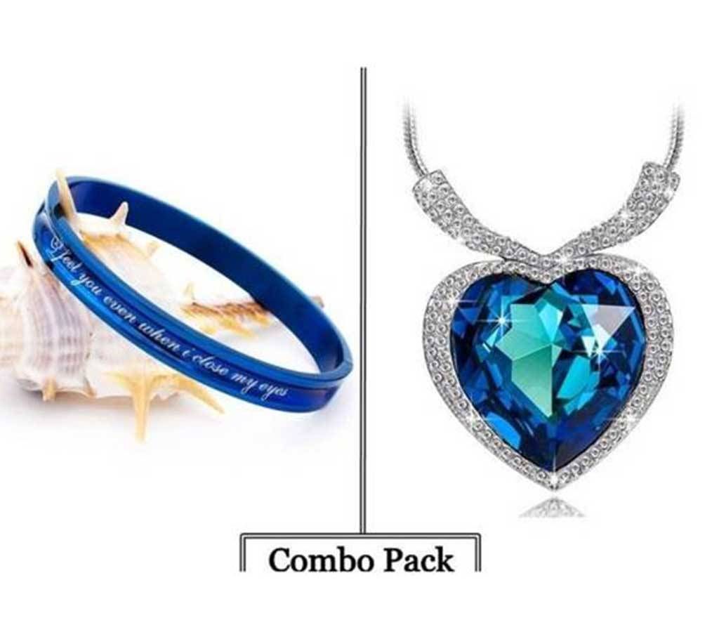 Titanic heart shaped pendant+ mens bracelet 