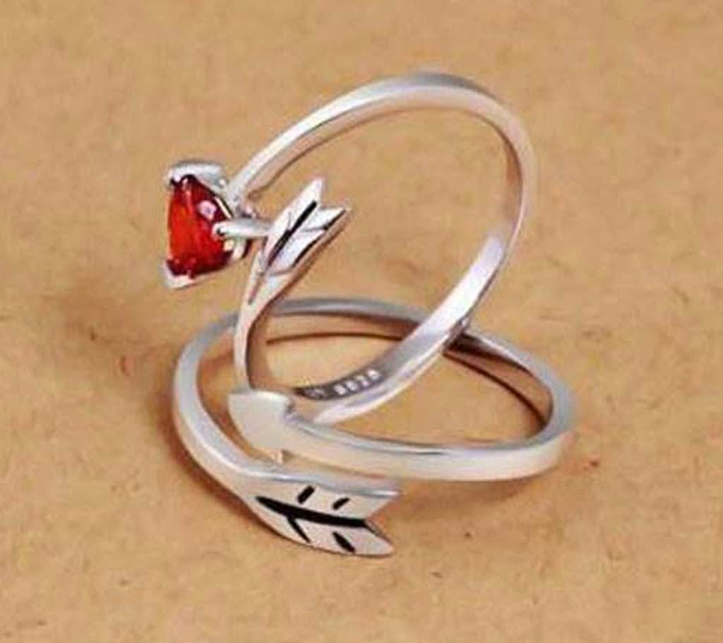 Red Stone Couple Finger Ring