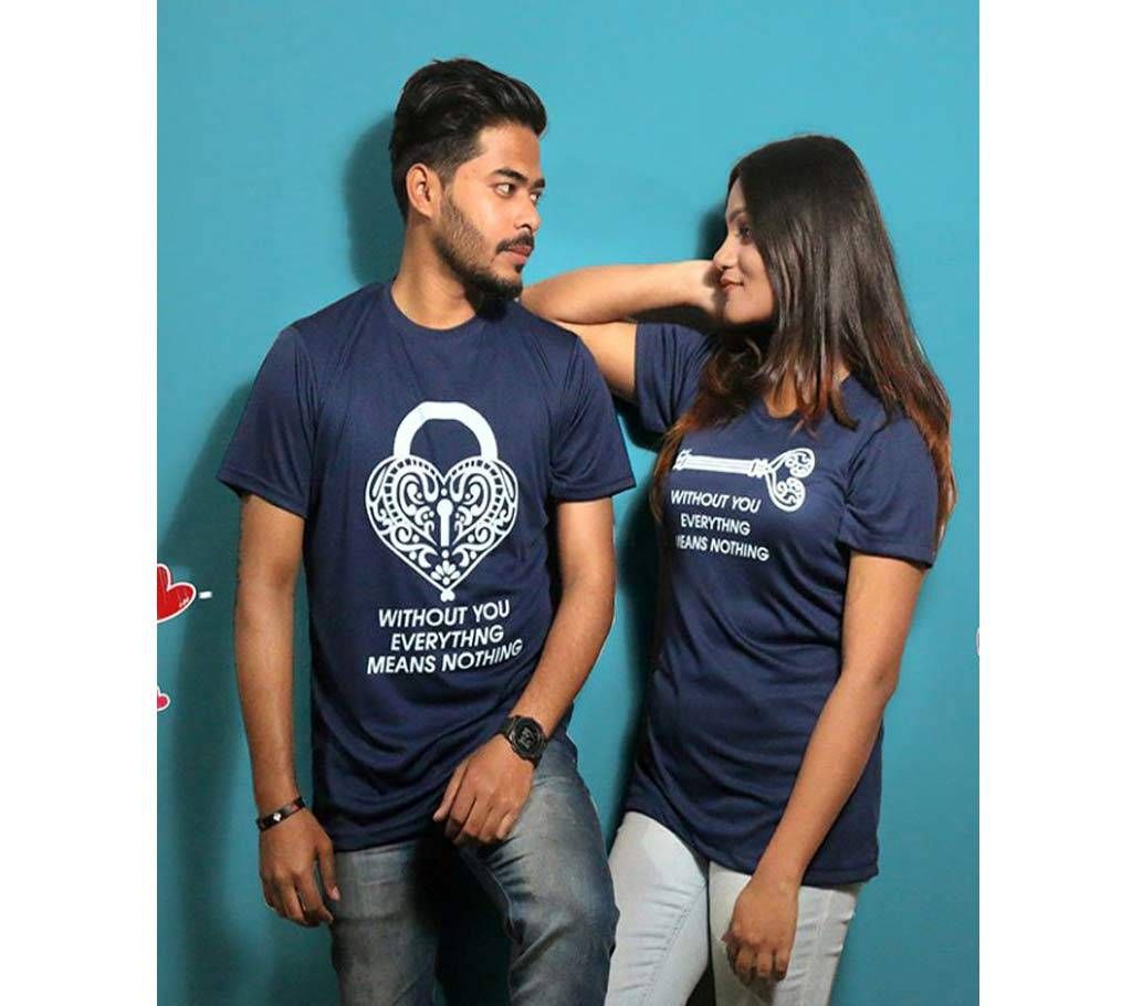 Navy Blue Couple T-Shirt for Valentines Day by Ritzy