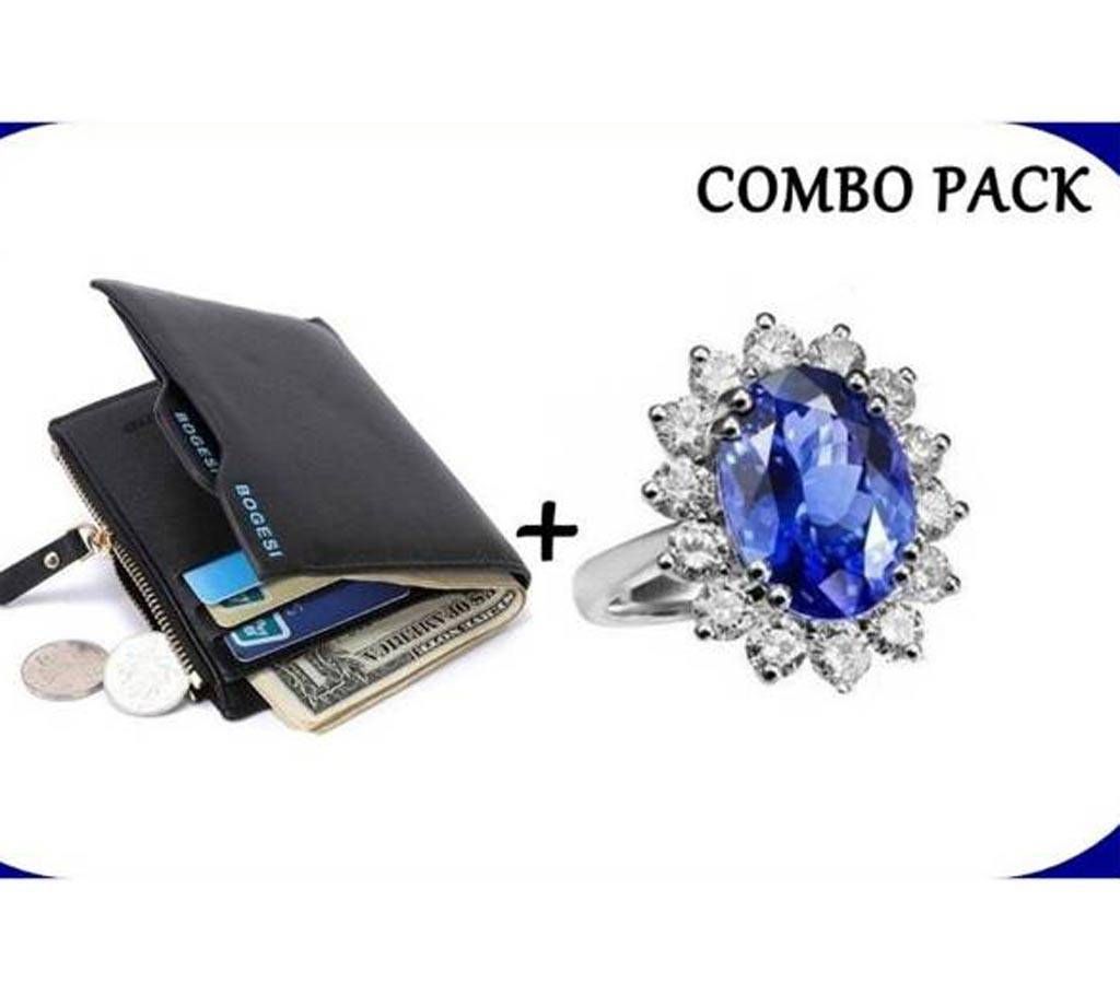 Combo of Leather Wallet & Princess Finger Ring