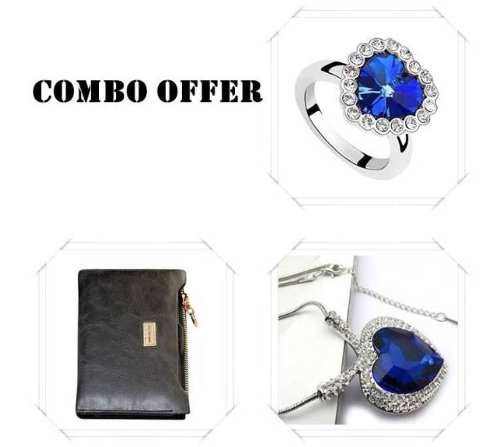 Combo of Titanic Ocean Necklace, wallet & Titanic Finger Ring 