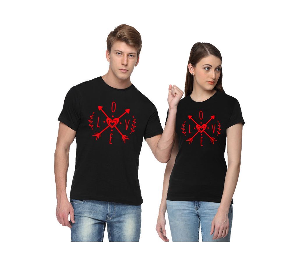 Love Arrow Black Couple T-Shirt