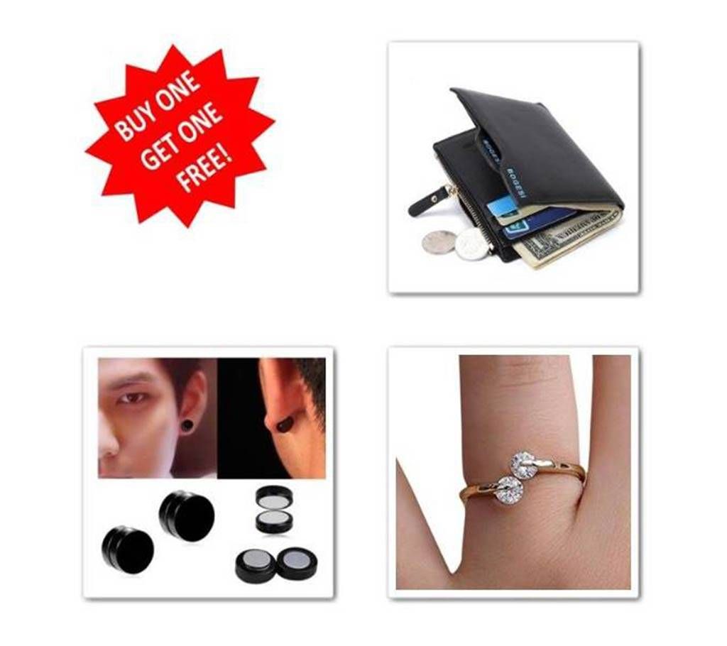 Combo Finger Ring & Bogesi (COPY) wallet with Ear Ring