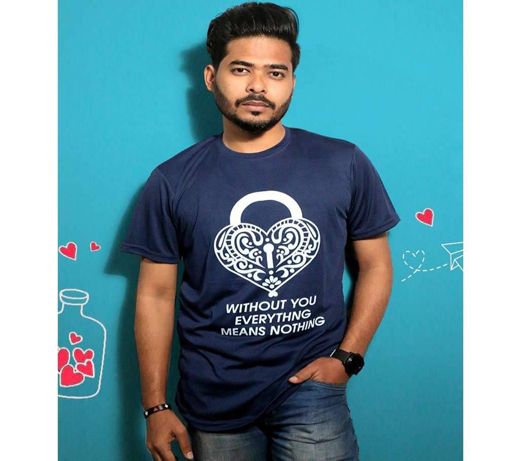 Navy Blue Mens T-Shirt for Valentines Day by Ritzy