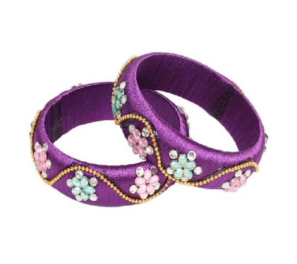 Purple Thread Bangles for Women - 2 Pieces