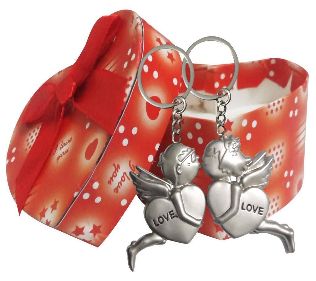 Hard Paper Gift Box with heart Shaped  Key Ring