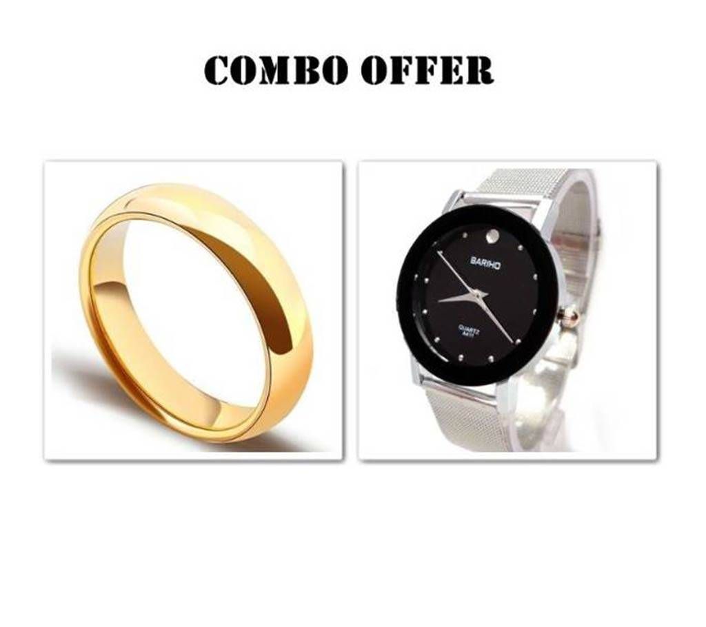 Combo Rose gold Plated Finger Ring & Watch