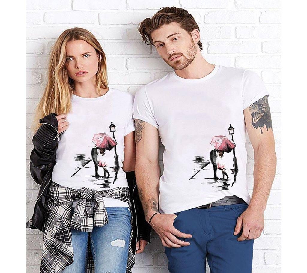 Rain Lover white couple T-shirt