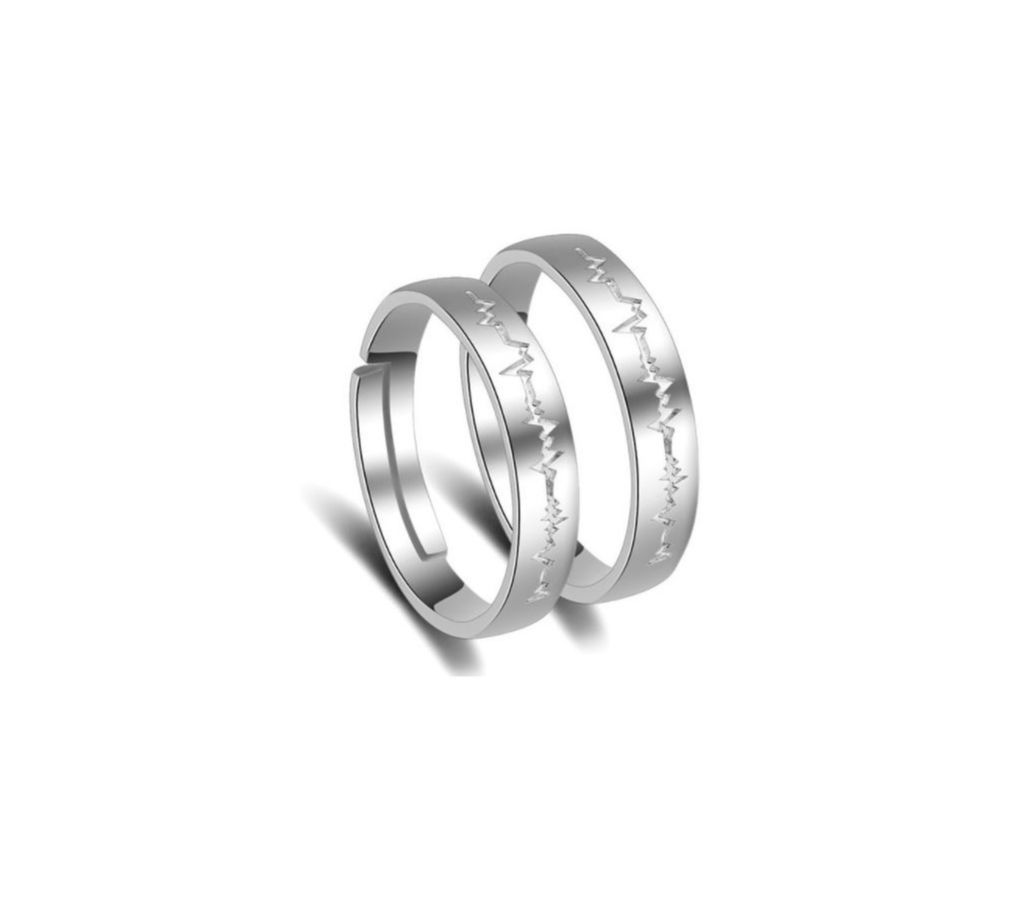Heart Beat Silver Colour Couple Ring