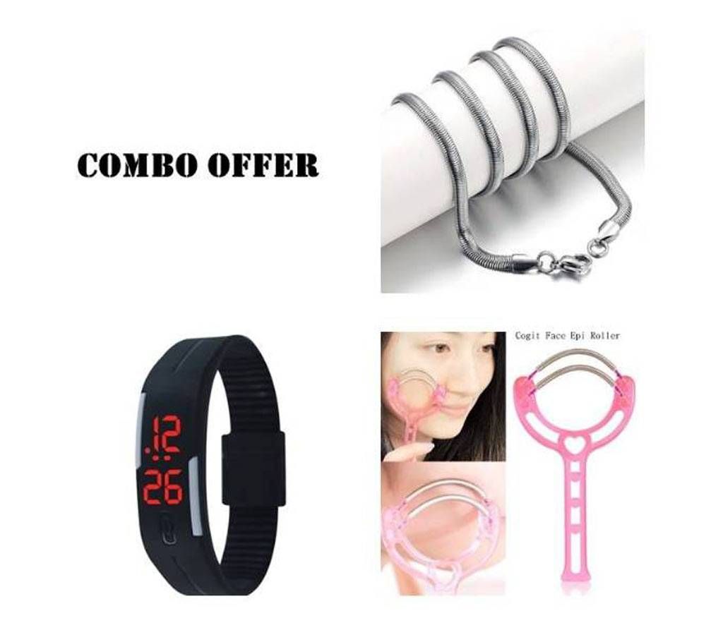 Combo LED watch, Snake Chain and Face hair cleaner