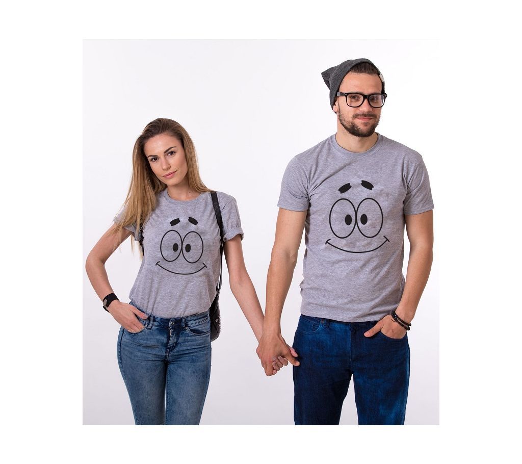 Printed Half Sleeve Cotton Couple T-Shirt