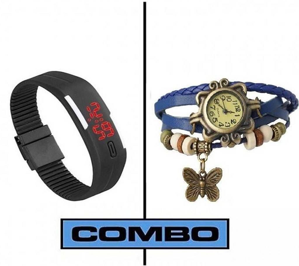 COUPLE COMBO OFFER LED DISPLAY FOR  MEN + LADIES WRIST WATCH