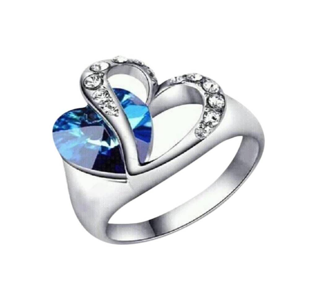 Blue and White Stainless Steel Love Finger Ring for Valentine Special