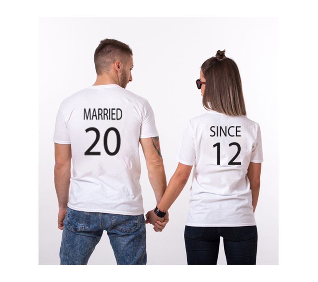 Married 20 12 Half Sleeve Cotton Couple T-Shirt
