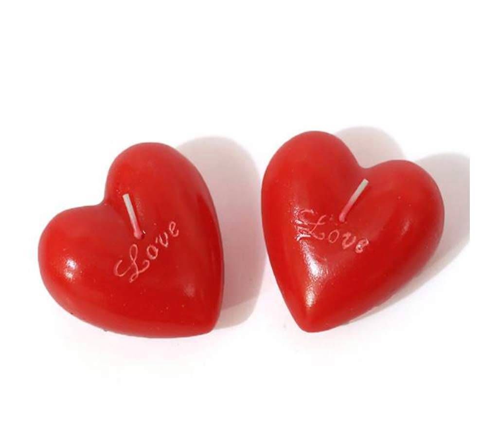 Red Heart Shape Candle-2 pc