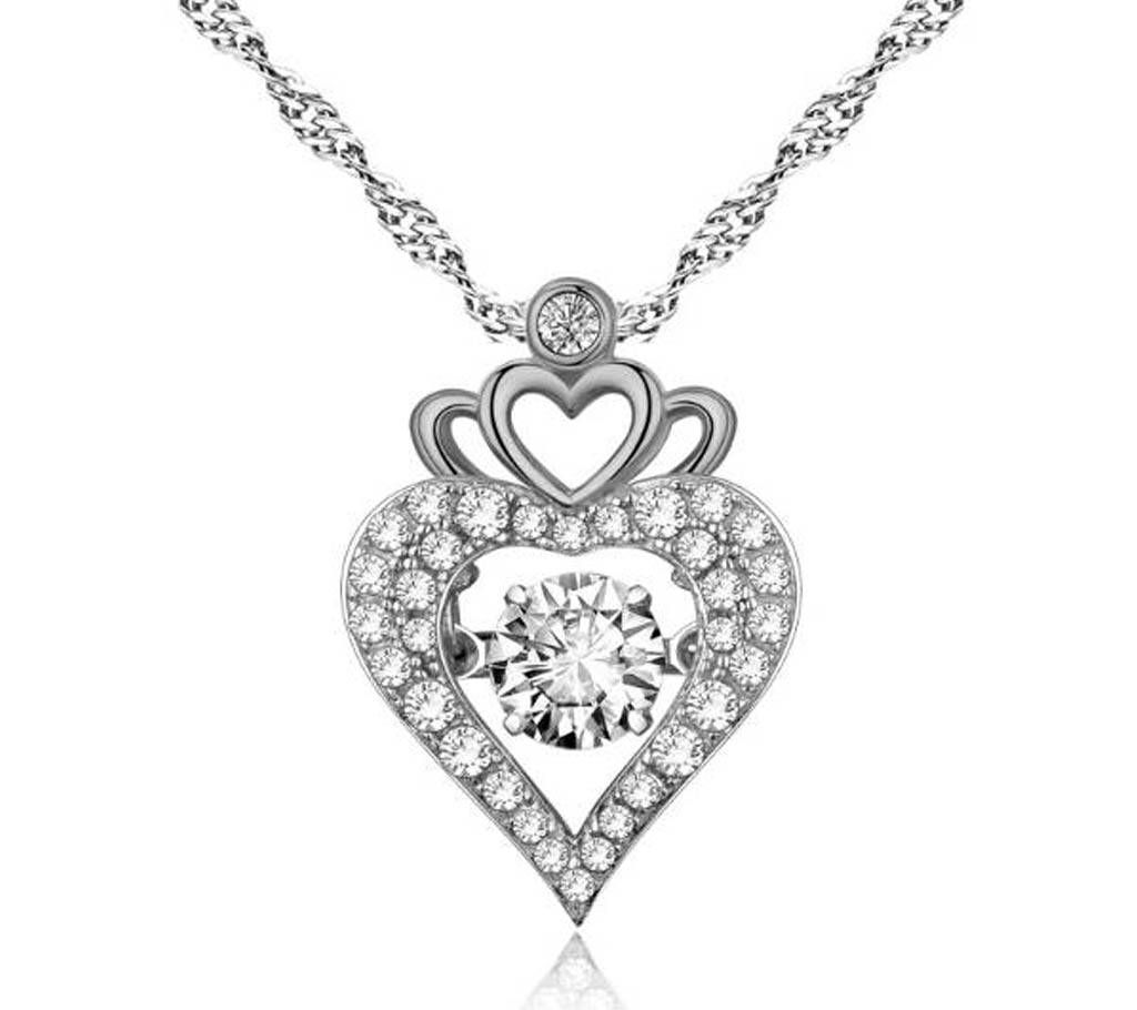Heart-shaped crown zircon pendant necklace