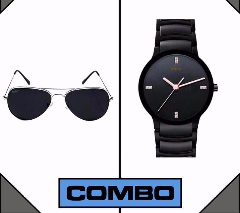 RayBan Sunglasses + RADO Wrist watch (Copy) Combo